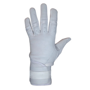 Gants de frappeur de baseball en cuir blanc intégral, respirants, doigts perforés, paume texturée pour une meilleure adhérence, sangle de poignet réglable, Velcro, XXL/XL - Product Image 2