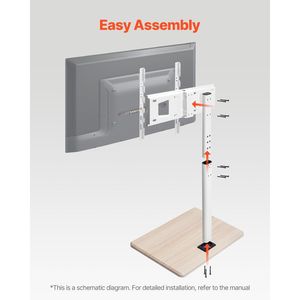 Carrello TV Mobile con Rotazione di 25 Gradi a Destra-Sinistra, Altezza Regolabile, per Schermi da 32-70 Pollici, Supporto TV con Ruote - Product Image 6