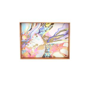 Juego de bandejas cuadradas con diseño simple y asa, decoraciones de mesa de madera de bambú impresas con UV para café y aperitivos - Product Image 2