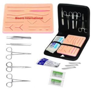 Wholesale Manual Medical <b>Suture</b> Training <b>Kit</b> Silicone Skin Pad with Needle Holder Forceps Scissors - Product Image 1
