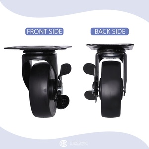 Roulettes en caoutchouc avec revêtement noir de haute qualité, 3 pouces, plaque de meuble, roulette métallique pour sol en bois dur, livraison gratuite - Product Image 4