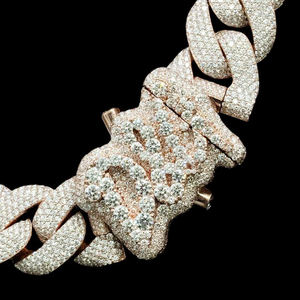 Cadena de Eslabones con Micro Pavé de Moissanita, Plata de Ley S925, Estilo Punk Hiphop, Collares Unisex, Regalo de Joyería para Aniversario, Compromiso o Fiesta - Product Image 5