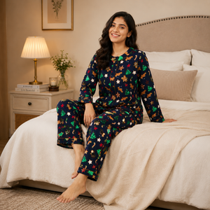 Wholesale Women's Printed Cotton Jersey Pajama <b>Set</b> Digital Printing Neck Elastic Waist Long Sleeves Soft Fabric OEM/ODM Custom - Product Image 6