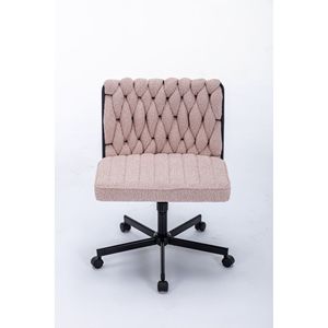 Modern Armless <b>Desk</b> Chair with Criss Cross Leg Wide Seat Home Office Work Meditation Wheels Included for Office Environment - Product Image 4