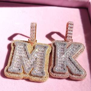 Luxury Moissanite Letter Pendants Sterling Silver Silver Plated Hip Hop Round Brilliant Cut Micro Insert Unisex Gift Charm - Product Image 1