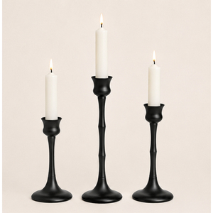 Modern Matte <b>Black</b> Metal Taper Candle <b>Holder</b> Set of 3 Iron <b>Candlestick</b> Stand for Home Decor and Christmas Table Settings - Product Image 3