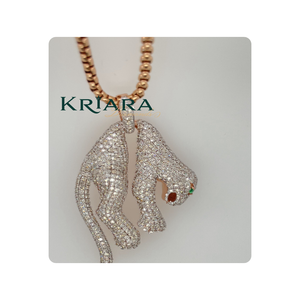 Colgante de Pantera de Moissanita, Plata 925 con Baño de Rodio, Corte Brillante Redondo, Joyería de Lujo con Temática Animal, Unisex, para Uso Diario - Product Image 2