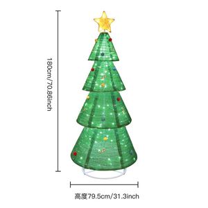 Guirlande lumineuse télescopique pliable de 1,8 m (200 lumières) pour arbre de jardin, décoration de Noël, ampoule clignotante 10 %, 30 V 3,6 W, 200 lumières pour sapin de Noël - Product Image 2