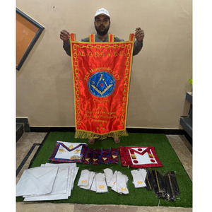 ธงสามเหลี่ยม OES ของเครื่องราชอิสริยาภรณ์พร้อมลายปักดิจิทัล  โลโก้สีเหลือง  ชุดธง 5 ชิ้น - Product Image 5