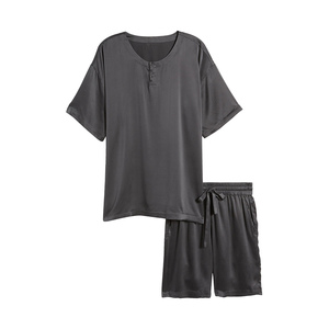 Pyjama en soie de mûrier douce pour hommes, ensemble deux pièces, vêtements de nuit à manches longues, ensemble de nuit de luxe pour hommes, pour le printemps et l'automne - Product Image 4