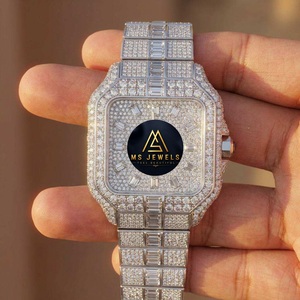 High Quality Stainless Steel Moissanite Diamond Luxury Quartz Wristwatch 40mm Hidden <b>Clasp</b> <b>for</b> Men with Iced Design Best Price - Product Image 2