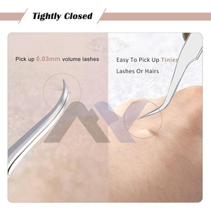 Pince à cils en acier inoxydable pour extensions de cils, couleur or rose, avec logo personnalisé, lot de 2 pièces, vente en gros - Product Image 5