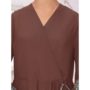 Muslim Eid Cotton+Polyester Crew Neck Plus Size Lightweight <b>Abaya</b> <b>Women</b> Dress Soft Satin Silk Latest Eid New Design - Product Image 4