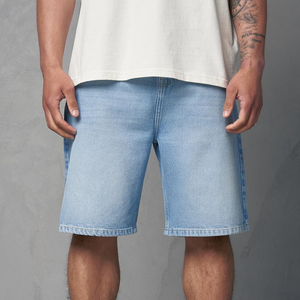 Pantalones Cortos Bermuda de Mezclilla Lavada para Hombre, Colores Personalizados, Cintura Media, Cierre de Cremallera, Casuales, para Gimnasio, Correr, Secado Rápido, 100% Algodón Tejido - Product Image 4