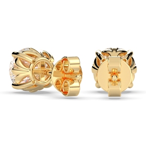 REYES Classic Design Round Brilliant Cut Moissanite <b>Screw</b> <b>Back</b> Stud <b>Earrings</b> For Women 14K Yellow <b>Gold</b> Wedding Fine Jewelry - Product Image 4