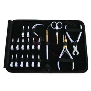 Nuevo Kit de Herramientas para Extensiones de Cabello Blanco con Microperlas, Alicates de Crimpado, Cortador de Queratina, Herramienta para Bucle de Cabello, Tijeras y Agujas Curvas - Product Image 1