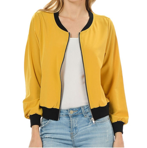 Veste bomber pour femme de qualité supérieure, à manches longues, pour l'hiver, coupe courte, imperméable, en nylon et coton, couleur jaune, respirante - Product Image 5