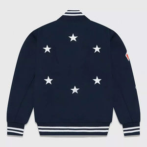 Veste varsity bleue pour homme, entièrement boutonnée, personnalisable, streetwear haut de gamme, style hockey, édition limitée, veste bomber varsity - Product Image 2