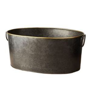 Hot Selling Black Galvanized Metal Beverage Tub with Gold Trim and Handles Modern Oval Ice <b>Bucket</b> for <b>Beer</b> Wine Drinks Party Bar - Product Image 1