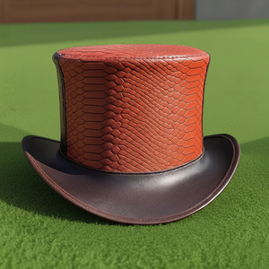 Premium quality custom Handmade Leather <b>animal</b> Pattern design print Top Hat <b>Steampunk</b> Gothic Cosplay - Product Image 5