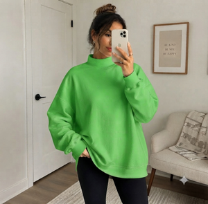 เสื้อสเวตเชิ้ตคอเต่าผู้หญิงผ้าฝ้ายพรีเมียมแบบเรียบ ขายส่งจากโรงงาน รับผลิตเสื้อผ้าแบรนด์ของคุณเอง - Product Image 1