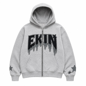 เสื้อฮู้ดดี้โอเวอร์ไซส์แบบซิปเต็มตัวสำหรับผู้ชาย ผ้าฟลีซหนานุ่ม สไตล์สตรีทแวร์ พิมพ์ลายกราฟิก วินเทจ ผ้าฝ้ายฟอกซัก ซิปแบบรูดขึ้น - Product Image 1