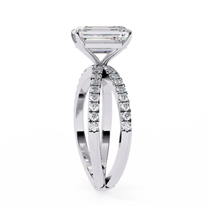 Anillo de Compromiso Glamuroso con Diamante Radiante de 2.50ct Cultivado en Laboratorio, Pavé, Oro Vermeil de 18K, Joyería de Lujo Sostenible, Regalo - Product Image 5