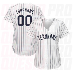Nouvelle Arrivée Maillot de Baseball Best-Seller Maillot de Baseball pour Jeunes Maillot de Baseball Homme Rayé Blanc & Bleu Marine - Product Image 2