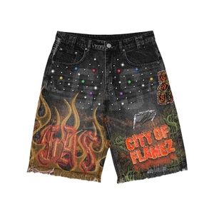 Custom Men's Oversized Graphic T <b>Shirt</b> Denim Shorts Set Heavyweight Cotton Streetwear <b>Y2K</b> Vintage Acid Wash 2 Piece Summer - Product Image 5