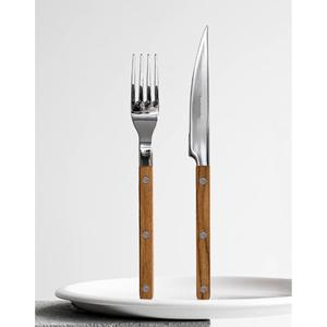 Ensemble de couverts de luxe en acier inoxydable plaqué argent, avec manches en bois et finition miroir, idéal pour la vaisselle d'hôtel (vente en gros) - Product Image 5