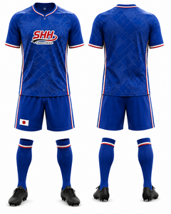 ชุดยูนิฟอร์มฟุตบอลชายแบบกำหนดเอง เสื้อเจอร์ซีย์ กางเกงขาสั้นเอวยางยืด ระบายอากาศ แห้งเร็ว พิมพ์ลายแบบรีดร้อน 100% - Product Image 6