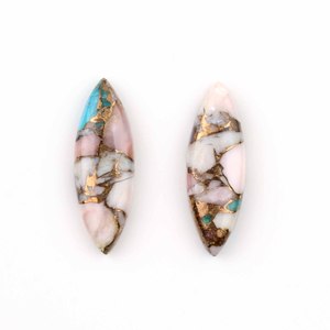 Excelente Ópalo Rosa Natural, Turquesa Cobre, Cabujón Calibrado de 10x30mm, Forma Marquesa Larga, Base Plana, Gema Suelta para Joyería - Product Image 1