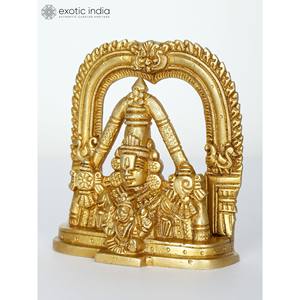 4 "tiprupati balaji รูปปั้นทองเหลืองรูปปั้นครึ่งตัว vateshvara กับ DEVI lakshmi งานศิลป์ขนาดเล็ก - Product Image 3