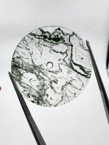 Esfera de Reloj de Ágata Musgosa Natural de 28.50mm Verde/Blanco, 1mm de Grosor, Estilo Clásico, Elegante y de Lujo, para Fabricación de Relojes al por Mayor - Product Image 3