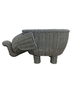 Wicker PP Sewing Elephant <b>Storage</b> <b>Basket</b> <b>Toy</b> Organizer Round Shape Modern Nursery Bin for Kids Bedroom - Product Image 2