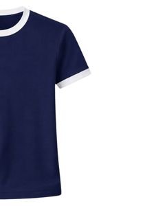 Camiseta Personalizada Azul Marino para Mujer, Cuello Redondo, Manga Corta, Tela Satén Jersey, Secado Rápido, Ecológica, Informal de Verano - Product Image 3