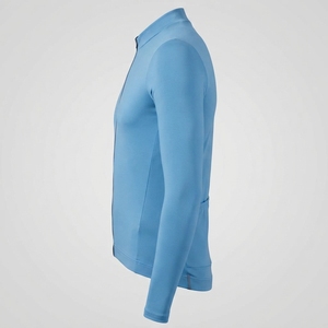 Maillot de cyclisme AMIB SPORTS grande taille 100% polyester écologique bleu clair à manches longues avec fermeture éclair intégrale couleur unie unisexe - Product Image 3