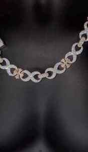 Collar de Cadena Cubana Infinity Bling, Plata 925, Diamante Moissanita, Dos Tonos, Joyería Hip Hop, Regalo para Fiestas - Product Image 3