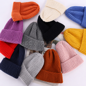 Bonnets unisexes en tricot côtelé à revers, chapeaux d'hiver couleur unie, bonnets vierges pour broderie, logo personnalisé, vente en gros, lot de couvre-chefs chauds - Product Image 5