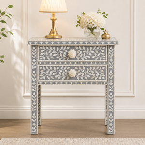 Bone Inlay Handmade Farmhouse Modern Living Room <b>Sideboard</b> Display Cabinet 2 Drawer <b>Storage</b> Console - Product Image 1