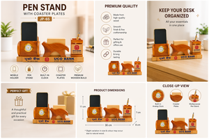 Portaplumas de Madera Personalizado de Primera Calidad con Impresión para Escritorio de Oficina - Regalo para el Día de la Madre y Regreso a Clases - Product Image 3