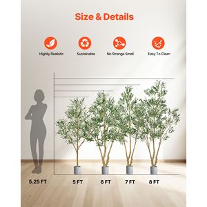 Olivo Artificial de 1.5 m de Altura con Hojas Verdes Realistas y Frutos, Maceta Negra, Tronco de Madera Natural, para Uso en Interiores y Exteriores - Product Image 2