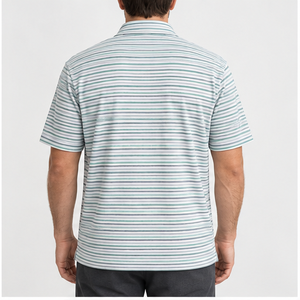 Trackstar Men's Gray Green Fine Horizontal <b>Stripe</b> <b>Polo</b> <b>Shirt</b> Short Sleeve Button Collar Casual Golf <b>Shirt</b> Custom Logo - Product Image 4