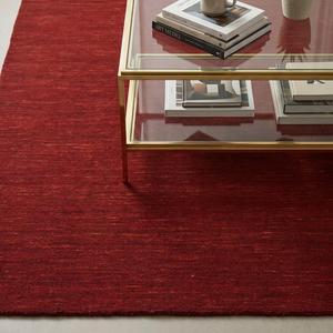 Tapis de luxe en laine rouge unie noué à la main avec motif floral classique pour salon et chambre à coucher - Product Image 3