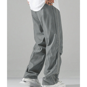 New Arrival Men <b>Nylon</b> Loose Fit <b>Track</b> <b>Pants</b> with Contrast Side Piping Elastic Waist Drawstring Casual Sports Trousers - Product Image 6