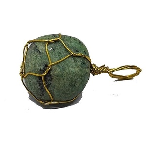 Colgante Geométrico de Pirita Pulida con Envoltura de Alambre, de Aleación, con Forma Irregular, Estilo Clásico Reiki, Unisex - Product Image 4