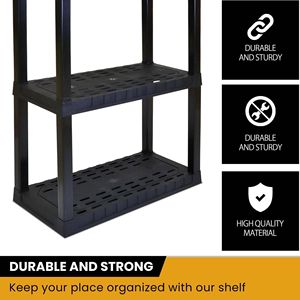<b>Garage</b> <b>Shelves</b> Heavy Duty 4-Tier <b>Plastic</b> Storage Unit 57"H X 30"W X 14"D Black 400 Lbs Capacity - Product Image 6