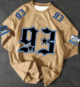 Camiseta de Fútbol Americano de Algodón Grueso, Talla Grande, Número Frontal Personalizado, Ropa Deportiva de Gran Tamaño, Estilo Urbano, Marca Privada OEM - Product Image 3