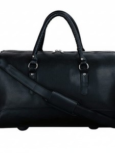 Sac de voyage décontracté de luxe noir en cuir véritable avec fermeture éclair, grand sac de week-end à roulettes, bagage de transport écologique et résistant à l'eau - Product Image 5