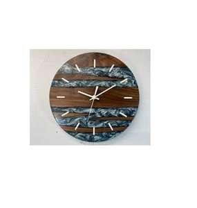 Horloge murale en métal, bois et résine époxy, finition polie, personnalisable, luxe, idéale pour offrir, décoration intérieure, pour restaurant, hôtel - Product Image 5